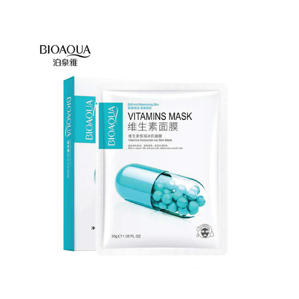 قناع ورقي للوجه BIOAQUA بالفيتامينات لترطيب وتفتيح البشرة – قطعة واحدة