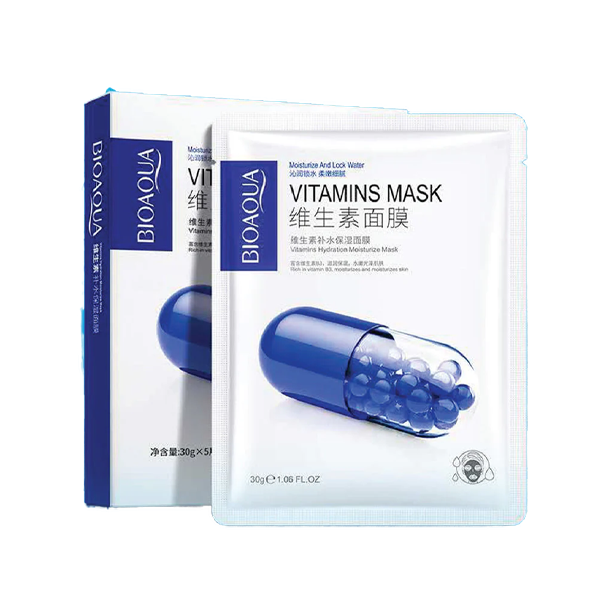 قناع الوجه الورقي BIOAQUA بالفيتامينات – ترطيب عميق وحيوية للبشرة – قطعة واحدة